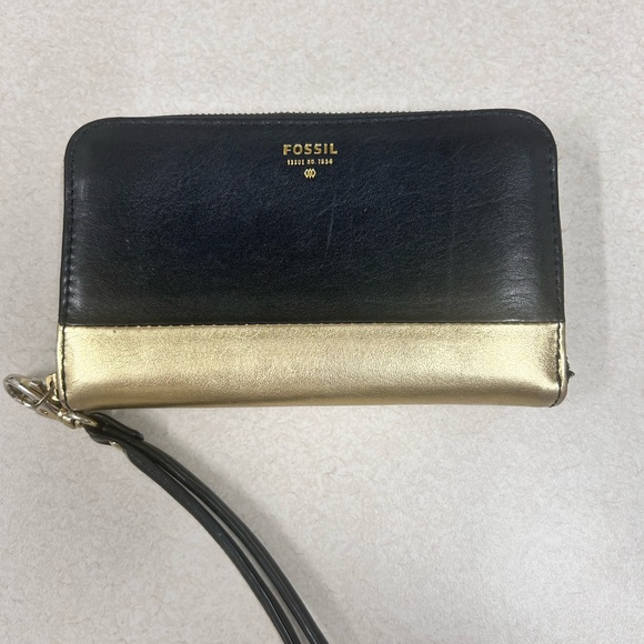 Fossil Handbags - Fossil Black and Gold Women's Wallet